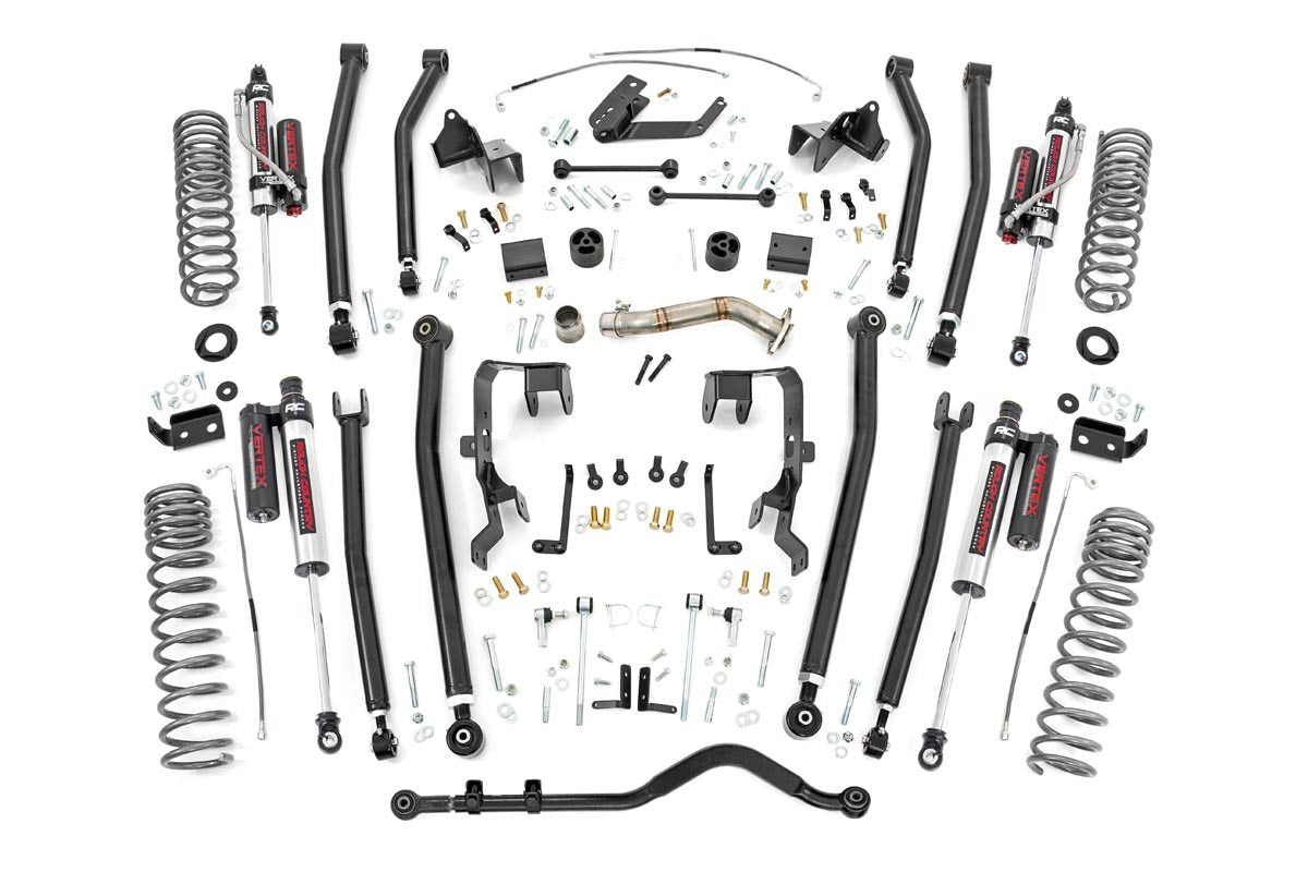 4.0 Inch Jeep Long Arm Suspension Lift Kit w/ Vertex Adjustable Reservoir Shocks 12-18 Wrangler JK 2-door Rough Country