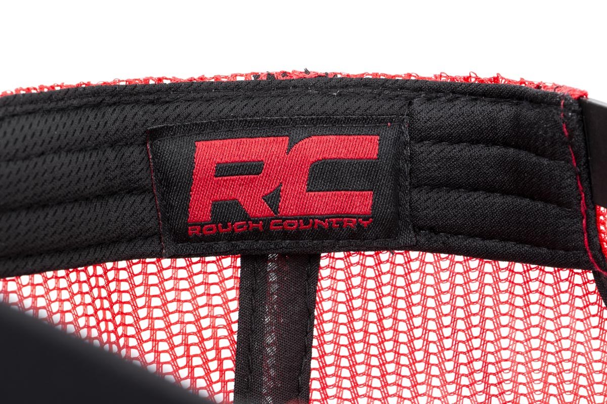 Rough Country | Hats and Beanies | Rough Country Mesh Hat Black & Red Rough Country | 84124