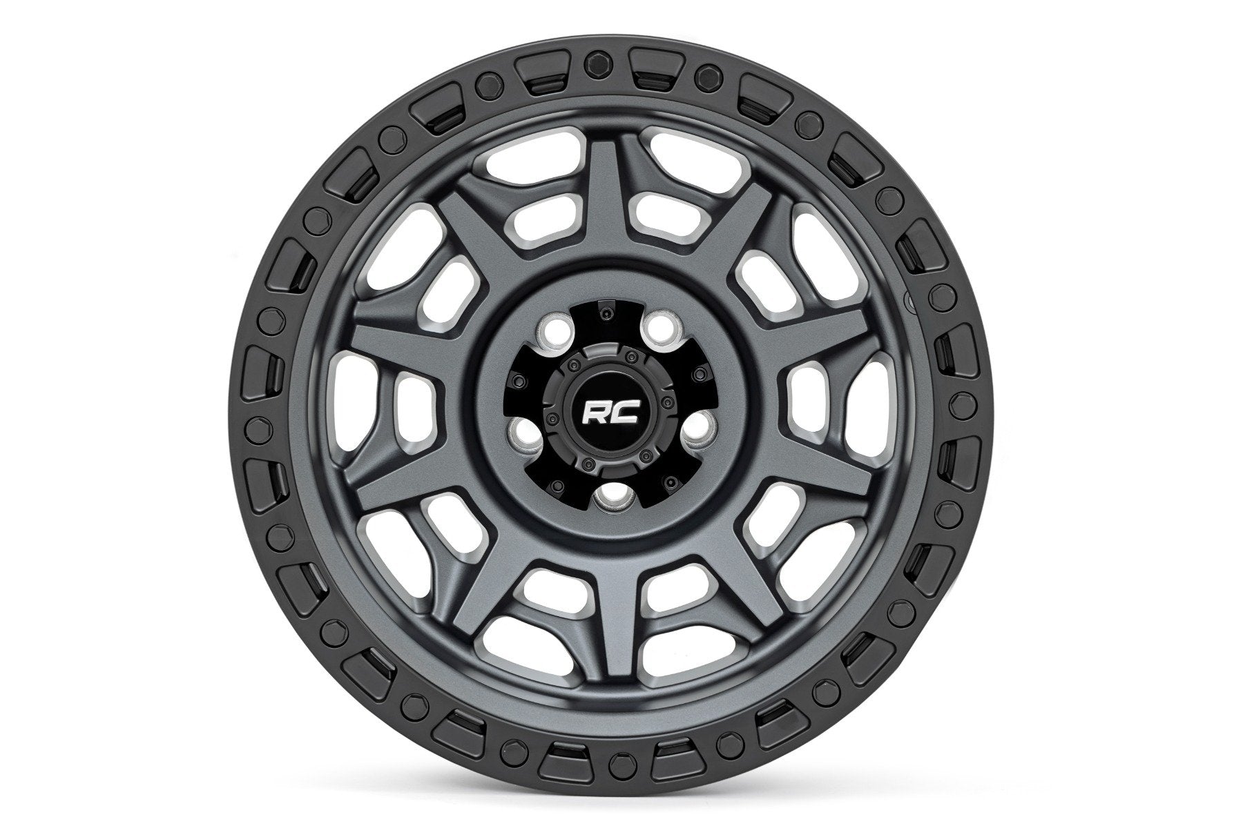 Rough Country | Wheels|Tire & Wheels | Rough Country 85 Series Wheel Simulated Beadlock Gunmetal Gray/Black 17x9 5x4.5 -12mm Rough Country | 85170913