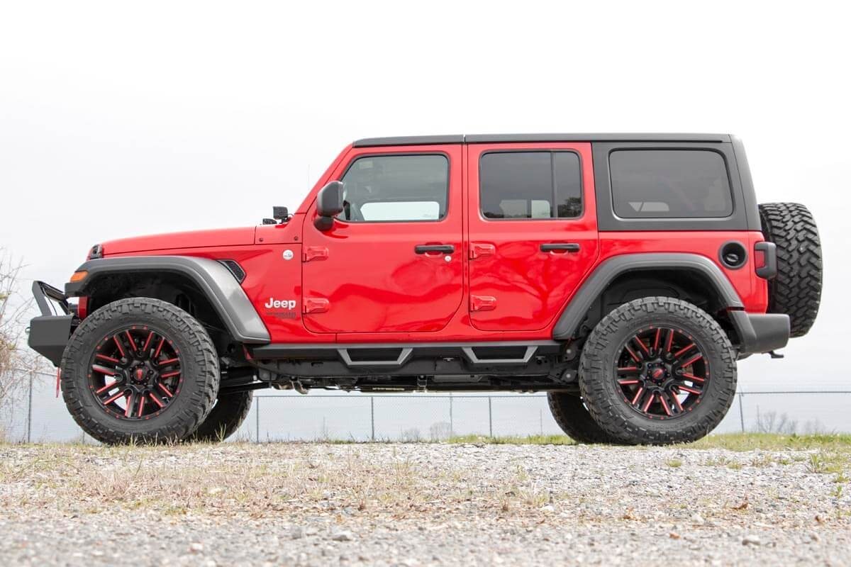 Rough Country | Side Steps | Jeep Contoured Drop Steps 18-20 Wrangler JL Unlimited 4 Door Rough Country | 90769A