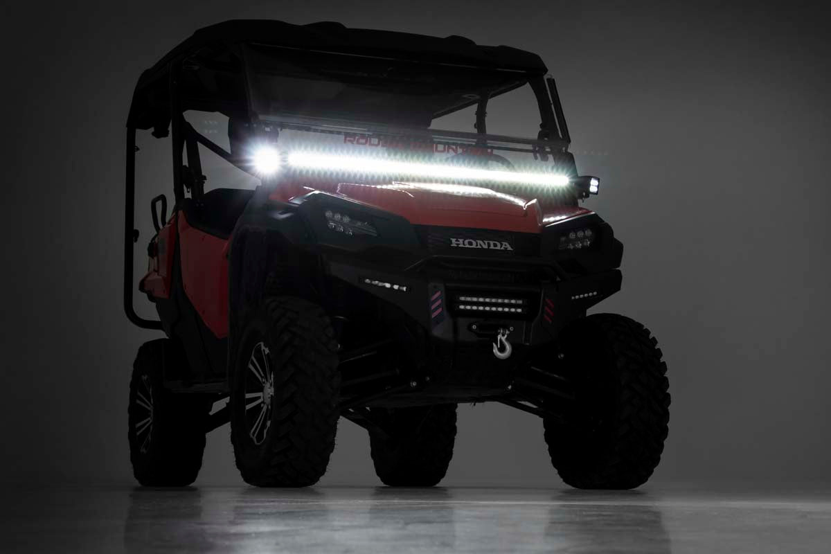Rough Country | LED Light Bars | Honda 50-Inch Single-Row Lower Windshield LED Kit Black Series w/ DRL 16-20 Pioneer Rough Country | 92019