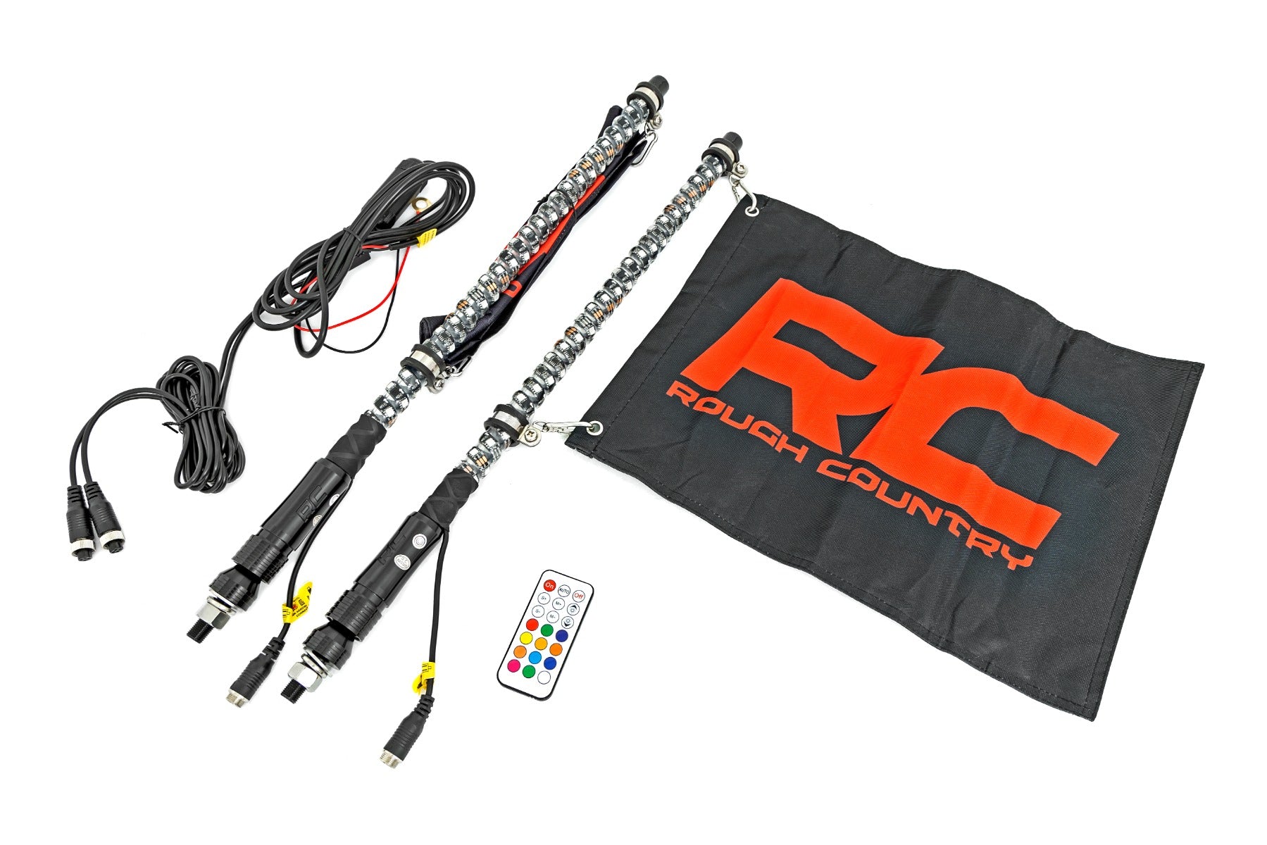 Rough Country | Light Whips | Multi-Function UTV LED Whip Lights 2FT Remote Control Rough Country | 93002