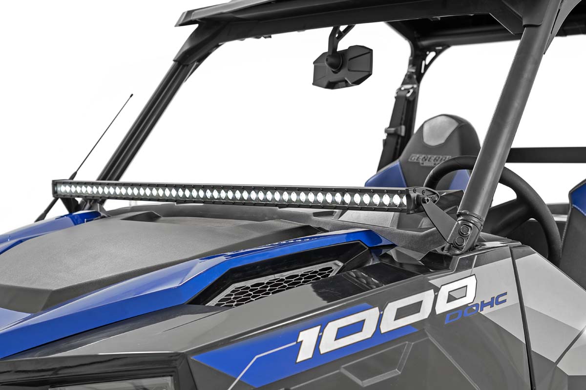Rough Country | LED Light Bars | Polaris 50-Inch Single-Row Lower Windshield LED Kit Black Series w/ White DRL 19-20 General Rough Country | 93035