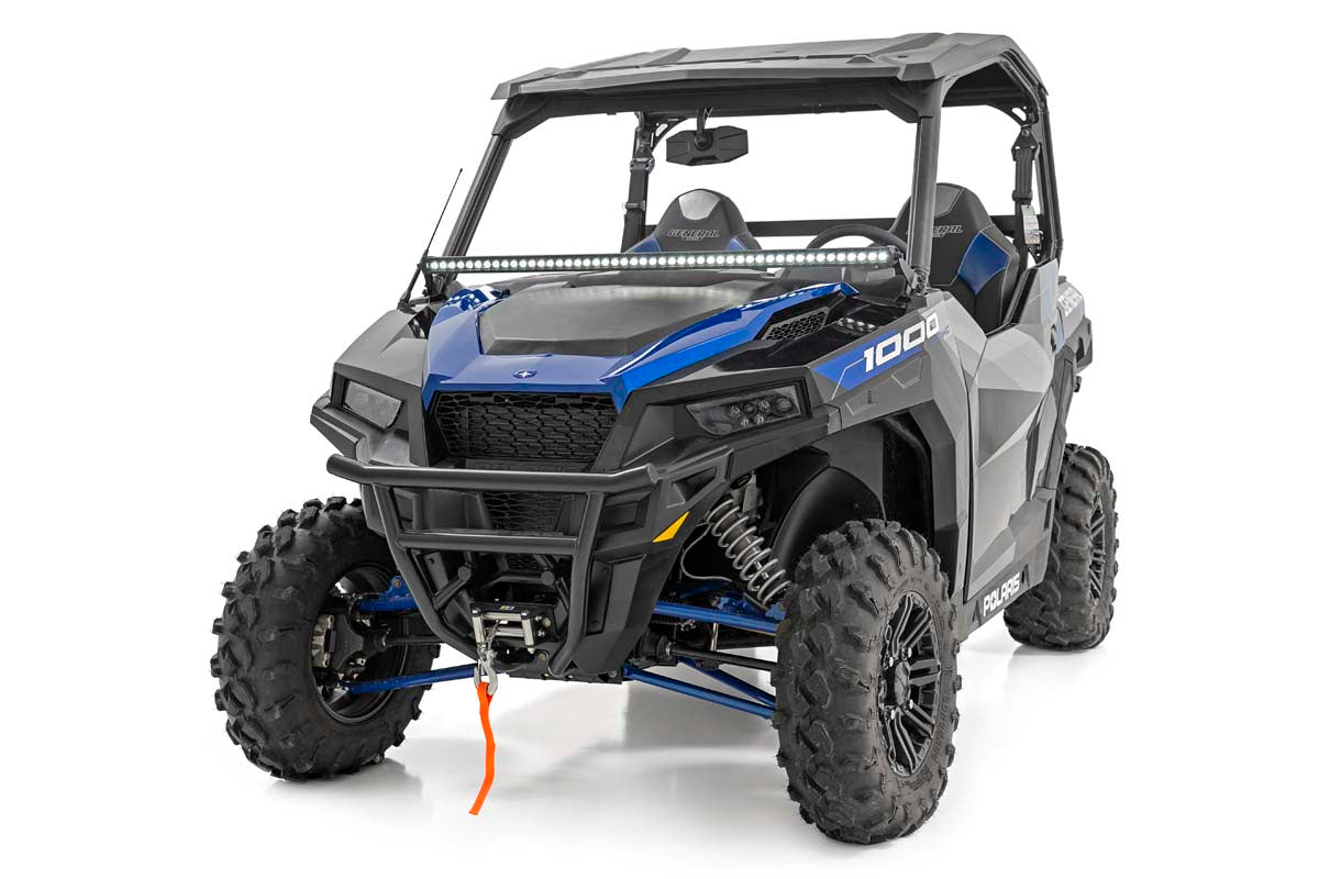 Rough Country | LED Light Bars | Polaris 50-Inch Single-Row Lower Windshield LED Kit Black Series w/ White DRL 19-20 General Rough Country | 93035
