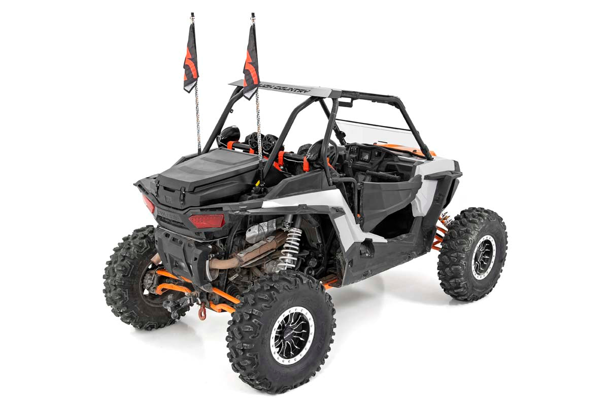 Rough Country | Light Whips | Polaris LED Whip Light Roll Cage Mounting Kit w/ LED Light Whips RZR 1000XP Turbo Rough Country | 93052