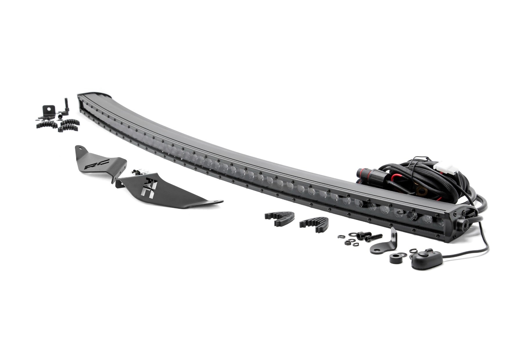 LED Light Front Mount 50 Inch Single Row Black Pair with Factory Wiper 14-22 Polaris Ranger 1000XP Rough Country