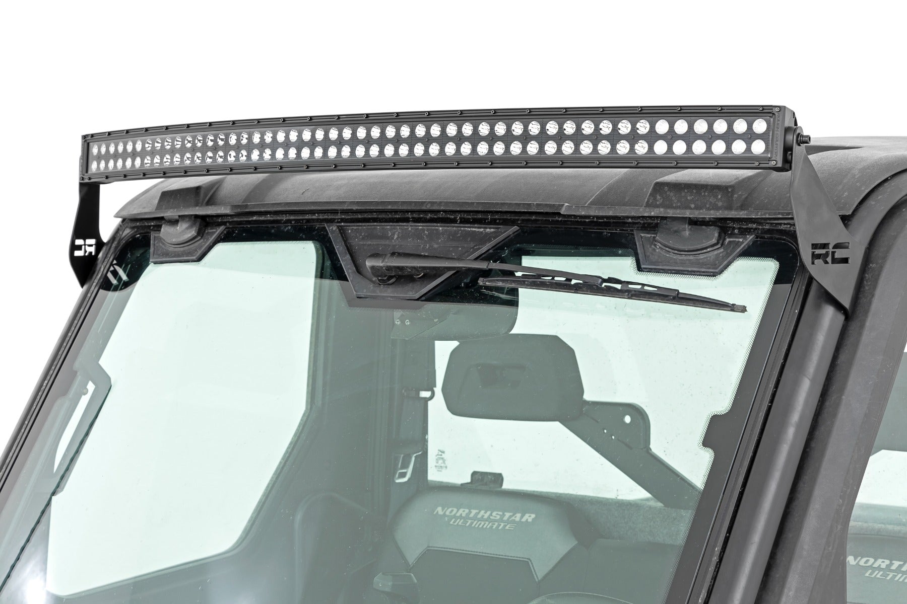 Rough Country | LED Light Bars | LED Light Front Mount 50 Inch Single Row Black Pair with Factory Wiper 14-22 Polaris Ranger 1000XP Rough Country | 93128