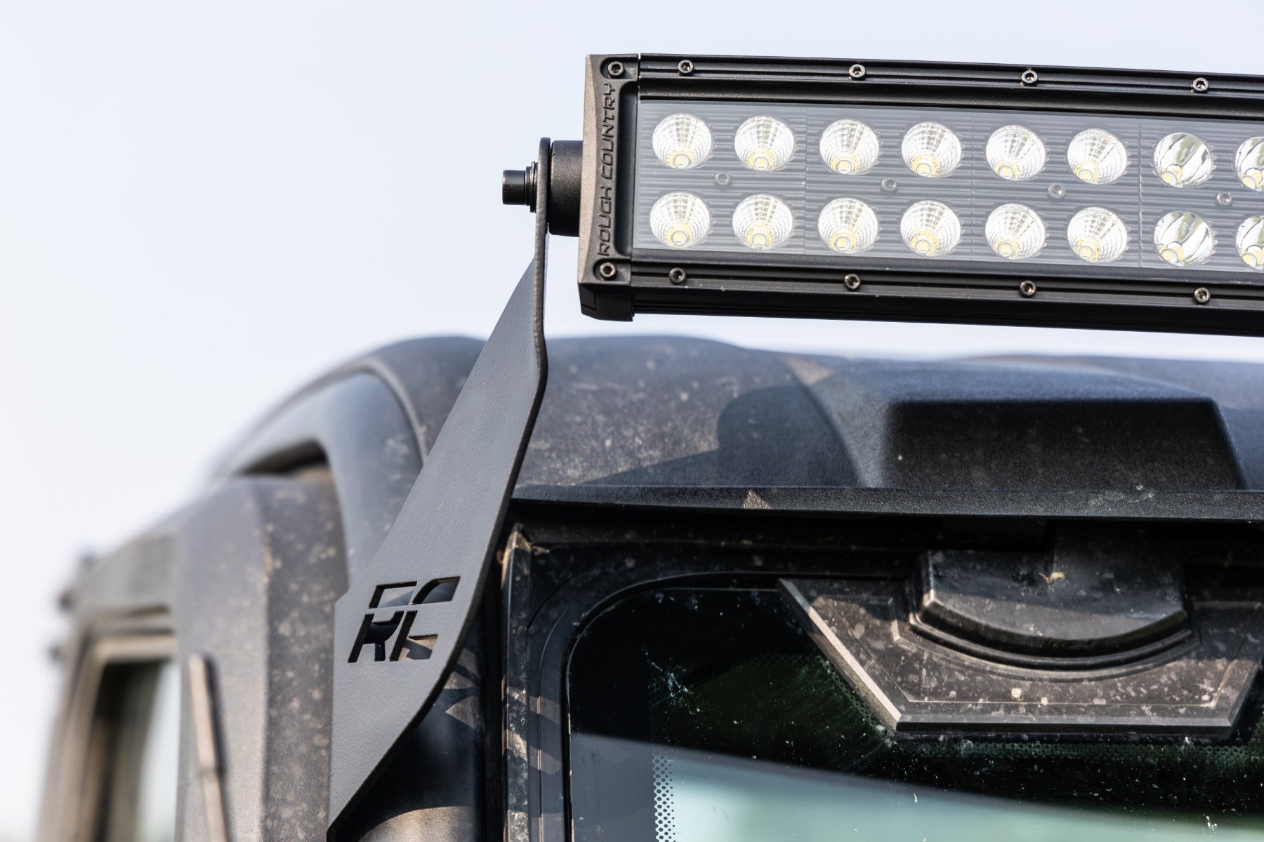 Rough Country | LED Light Bars | LED Light Front Mount 50 Inch Single Row Black Pair with Factory Wiper 14-22 Polaris Ranger 1000XP Rough Country | 93128