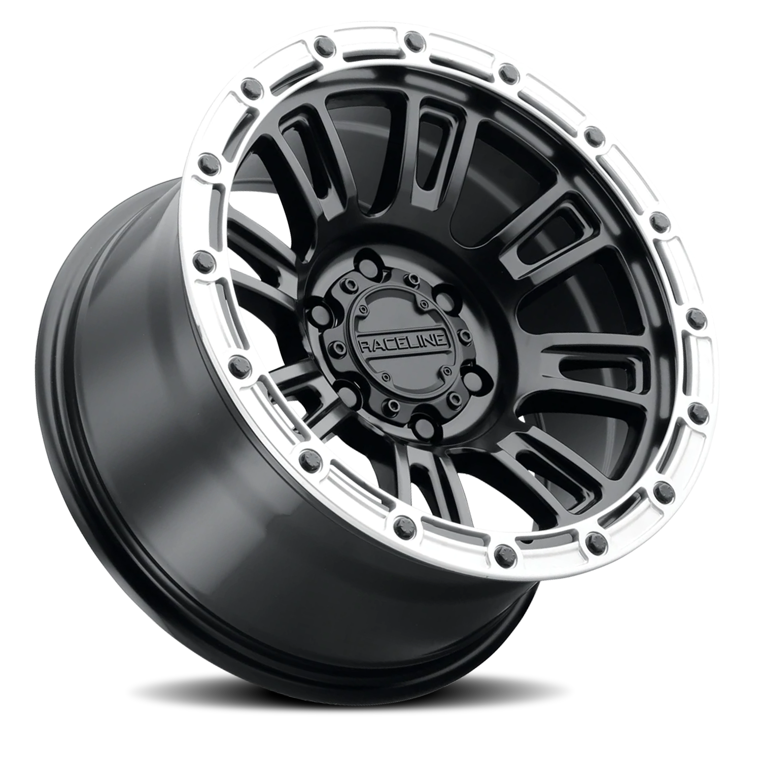 RACELINE | Aluminum Wheels | Aluminum Wheels 17x8 Compass 956BS Satin Black Silver Ring 30 Offset 5 on 114.3 Bolt Pattern 72.62 Bore Raceline | 956BS-78012+30