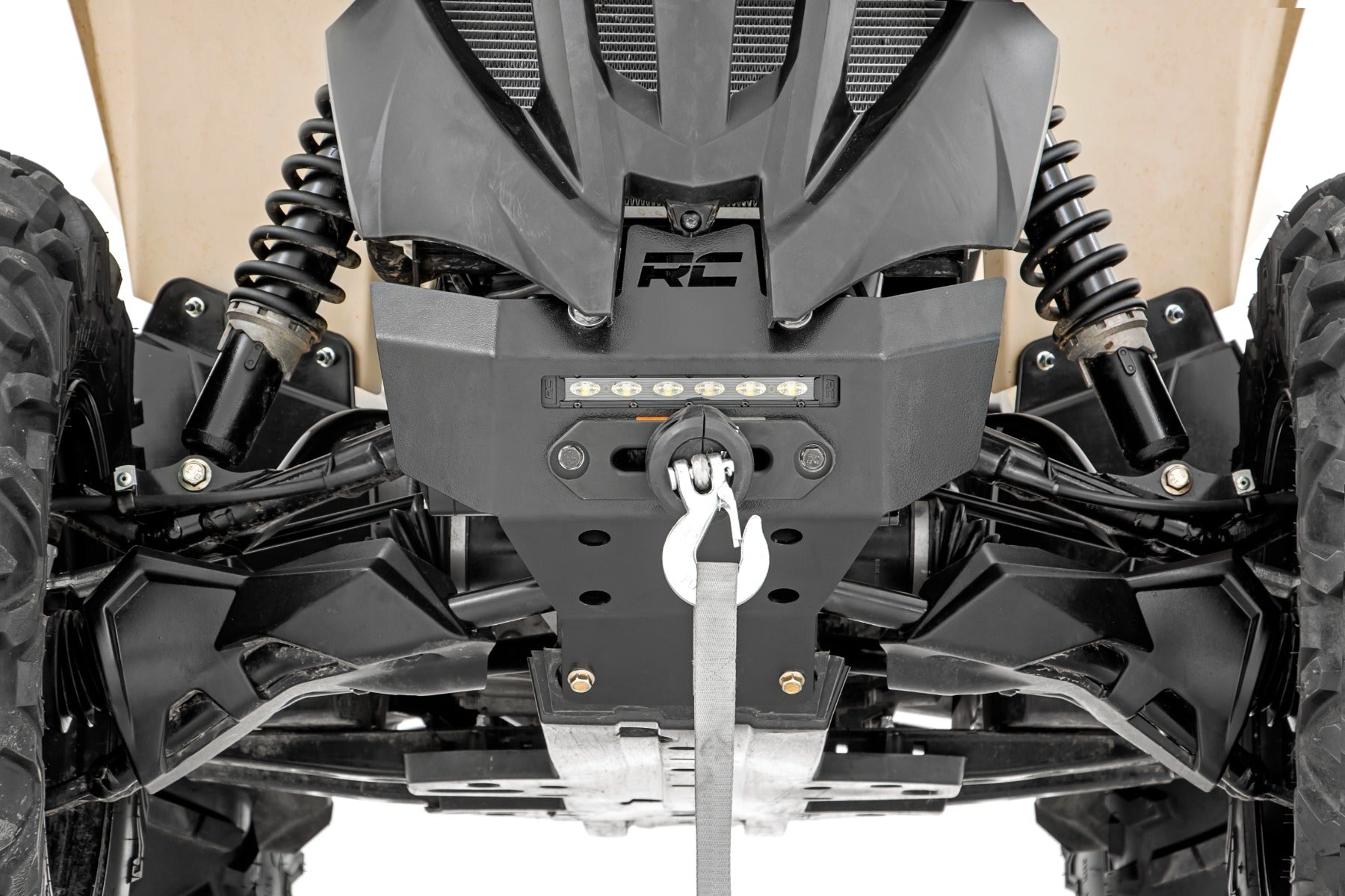 Rough Country | Front Winch Bumpers | Winch Bumper 4500-Lb Winch Black Series LED 6 Inch Light 13-21 Can-Am Renegade Rough Country | 97071