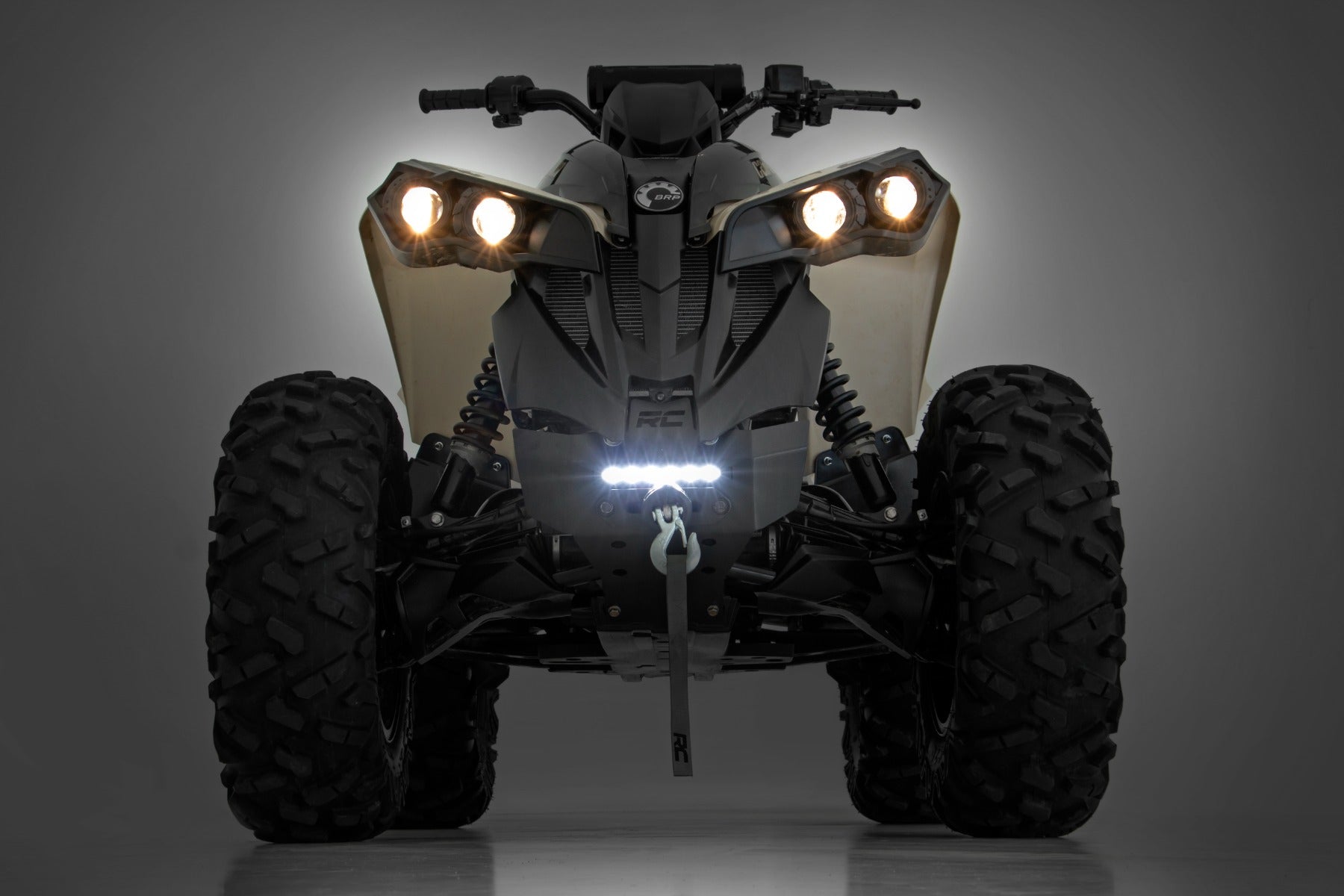 Rough Country | Front Winch Bumpers | Winch Bumper 4500-Lb Winch Black Series LED 6 Inch Light 13-21 Can-Am Renegade Rough Country | 97071