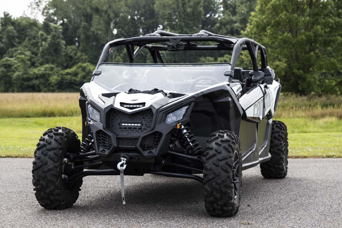 Rough Country | Windshield|Body & Frame|Exterior Parts & Car Care | Can-Am Scratch Resistant Half Windshield 17-20 Maverick X3 Rough Country | 98172031