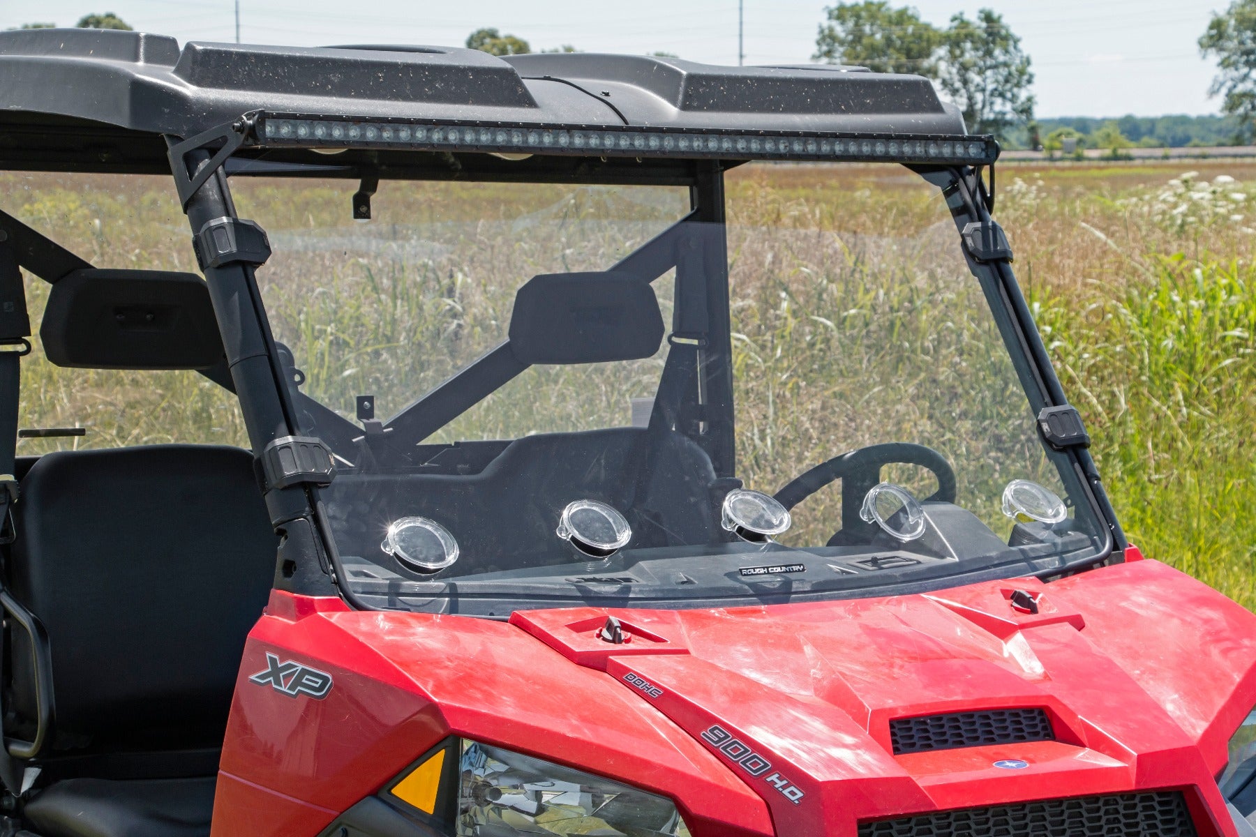 Rough Country | Windshield | Polaris Scratch Resistant Full Vented Windshield For 16-18 Ranger 1000XP and 13-20 Ranger 900XP Rough Country | 98232010