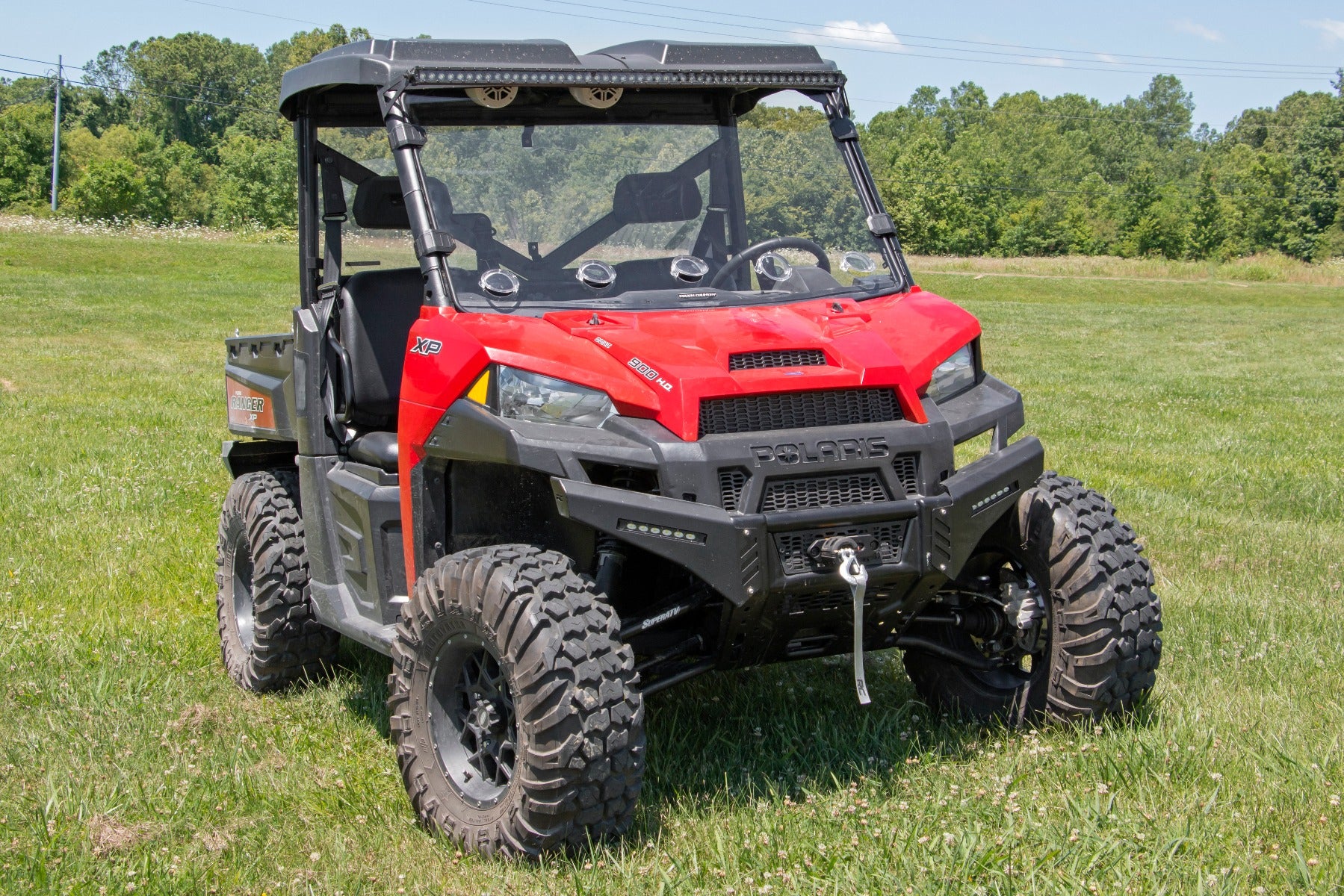 Rough Country | Windshield | Polaris Scratch Resistant Full Vented Windshield For 16-18 Ranger 1000XP and 13-20 Ranger 900XP Rough Country | 98232010