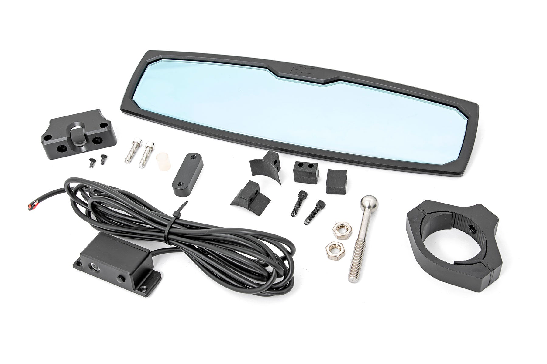 Rough Country | Rear View Mirror | UTV Aluminum Rear View with Mirror Dome Light 1.75-2 Inch Mount Rough Country | 99007A