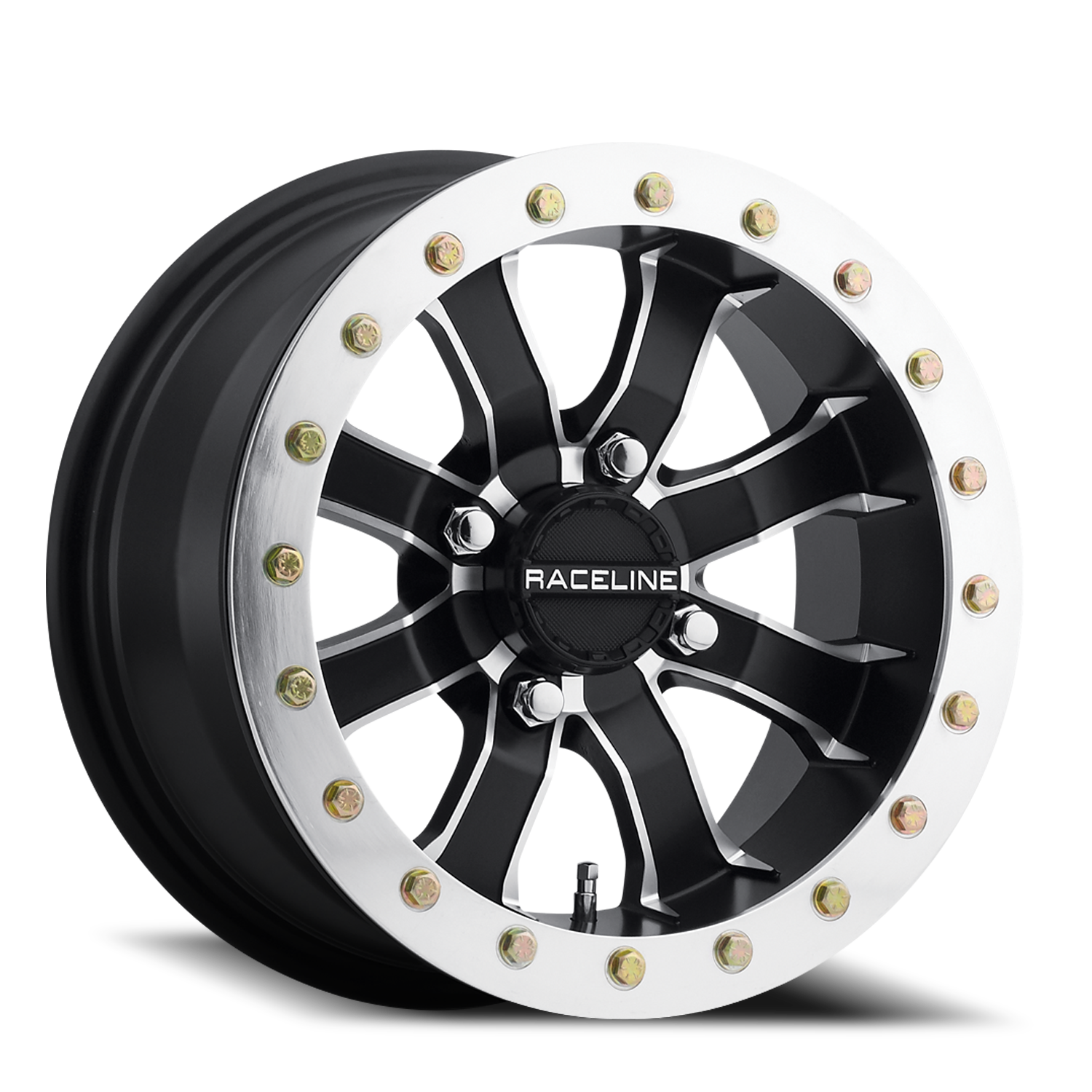 RACELINE | Aluminum Wheels | Aluminum Wheels 14x7 Mamba Beadlock UTV A71 Machined Lip Satin Black 10 Offset 4 on 137 Bolt Pattern Raceline | A7147037-T-52
