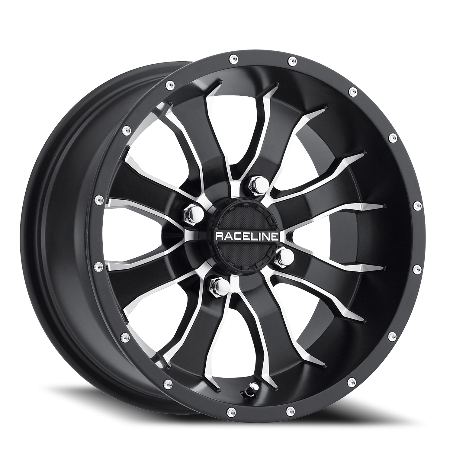 RACELINE | Aluminum Wheels | Aluminum Wheels 14x7 Mamba UTV A77 Machined Spokes Satin Black 10 Offset 4 on 115 Bolt Pattern Raceline | A7747015-52