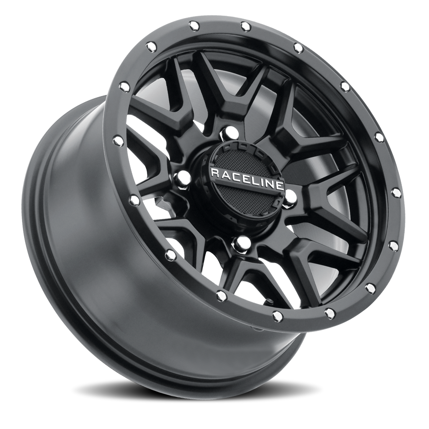 RACELINE | Aluminum Wheels | Aluminum Wheels 14x7 Krank Simulated Beadlock UTV A94B Satin Black 10 Offset 4 on 156 Bolt Pattern Raceline | A94B-47056+10