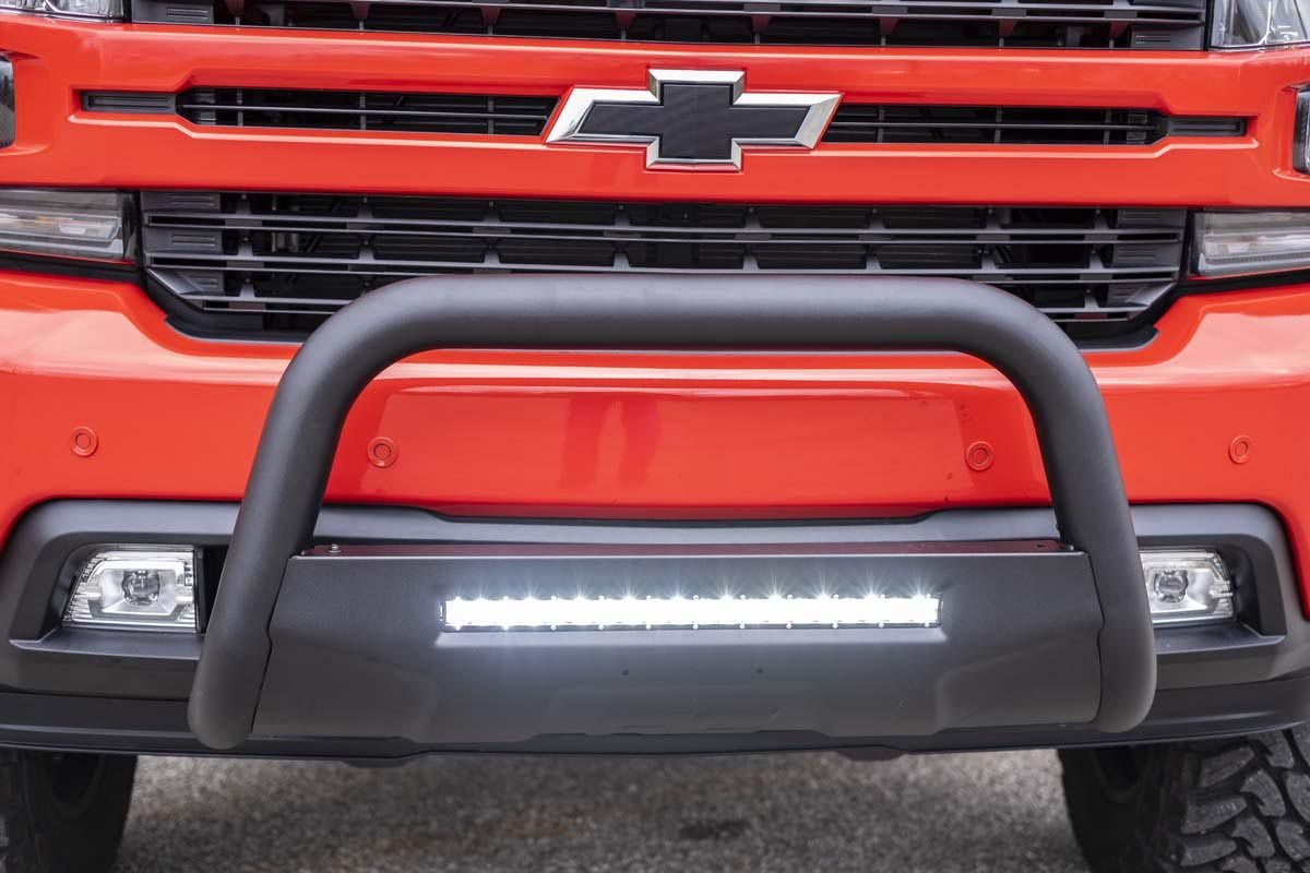 Rough Country | Bumper Bull Bar | 19-20 Silverado/Sierra 1500 Bull Bar w/LED Light Bar Black Rough Country | B-C4072