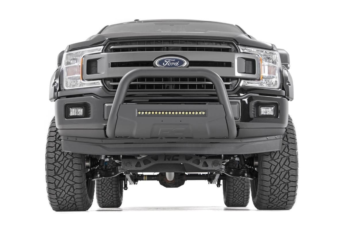 Rough Country | Bumper Bull Bar | Ford 04-23 F-150 Bull Bar w/LED Light Bar Black Rough Country | B-F4041