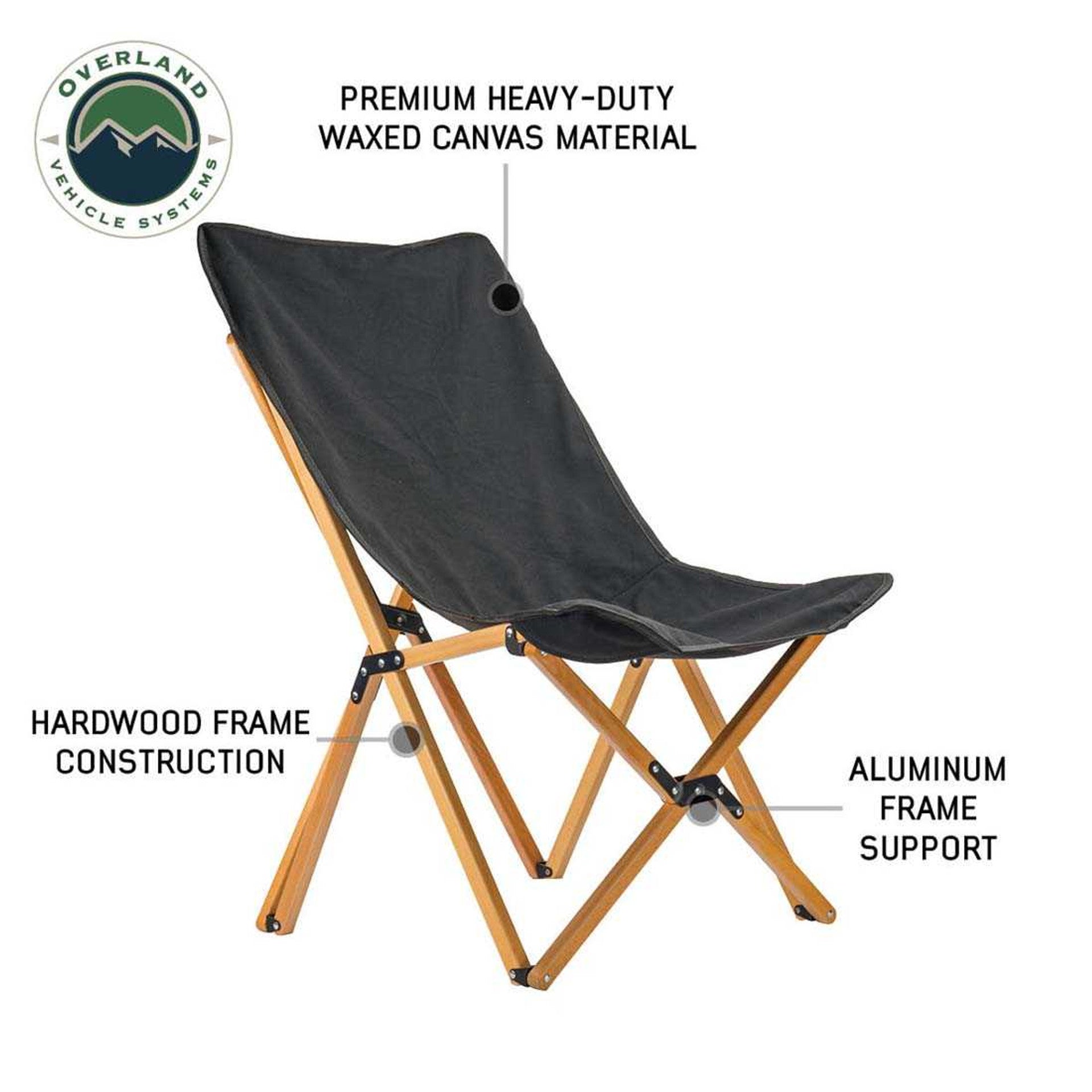 OVS | Camping Chair | Kick It Camp Chair - Wood Base & Storage Bag Overland Vehicle Systems | 30100041