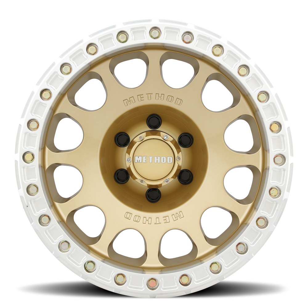 METHOD WHEELS | Aluminum Wheels 17x9 Beadlock MR105 Bolt Pattern 6 On 139.7 Offset -38 Lip Size 1.77 Gold GD Method | MR10579060138B