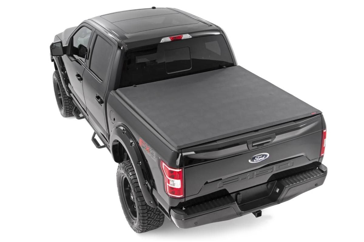 Rough Country | Tonneau Covers|Truck Bed|Exterior Parts & Car Care | Ford Soft Tri-Fold Bed Cover 15-20 F-150-6 Foot 5 Inch Bed w/o Cargo Mgmt Rough Country | RC44515650