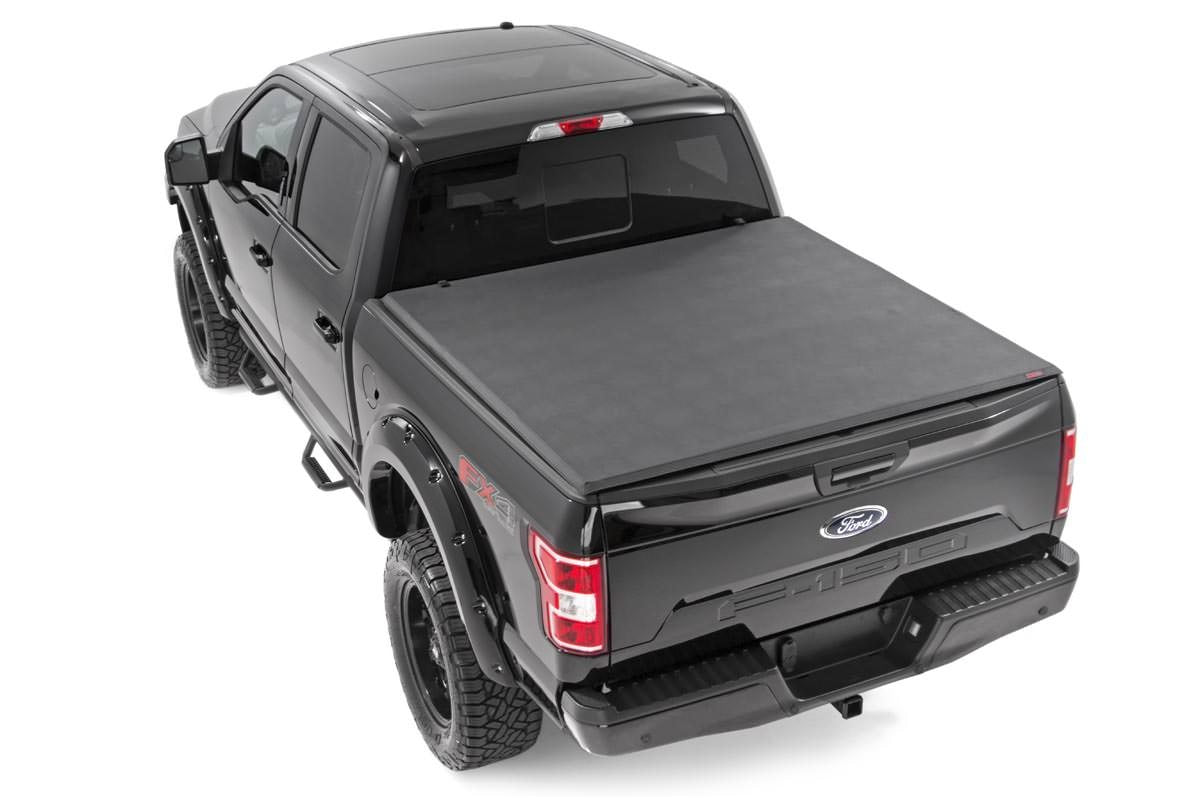 Rough Country | Tonneau Covers|Truck Bed|Exterior Parts & Car Care | Bed Cover Tri Fold Soft 6.7 Foot Bed 21-22 Ford F-150 2WD/4WD Rough Country | RC44521650