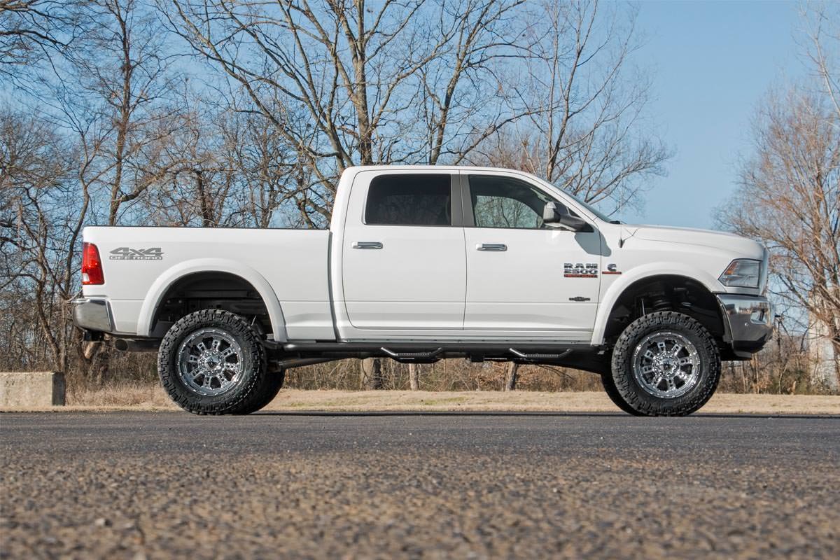 Rough Country | Nerf Bars|Side Steps / Running Boards|Exterior Parts & Car Care | Dodge Wheel to Wheel Nerf Steps 10-18 RAM 2500/3500 Crew Cab 6 Foot 4 Inch Bed Rough Country | RCD1098CC