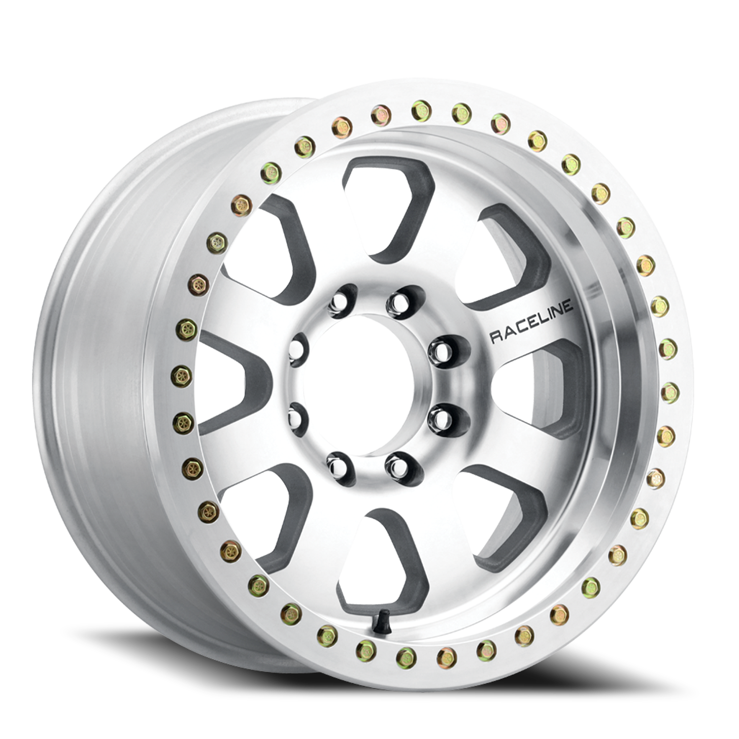 RACELINE | Aluminum Wheels | Aluminum Wheels 20x10 Avenger Beadlock RT260M Machined Silver -25 Offset 5 on 127 Bolt Pattern 83.82 Bore Raceline | RT260M-201050-25