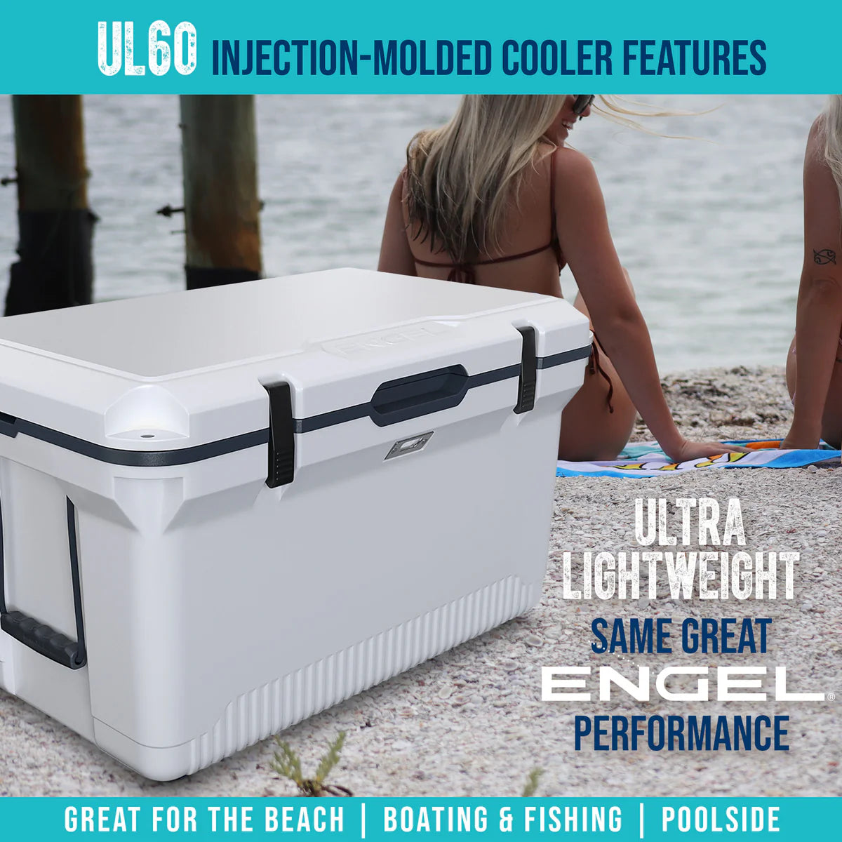 ENGEL | 60QT UltraLite Injection-Molded Cooler With Wire Basket and Divider | UL60