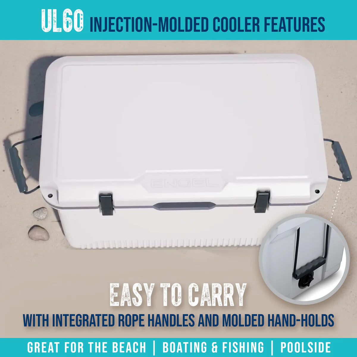 ENGEL | 60QT UltraLite Injection-Molded Cooler With Wire Basket and Divider | UL60