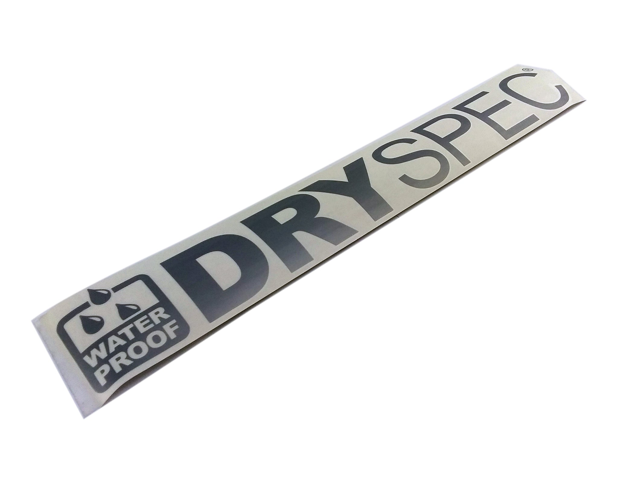 DSL.STK.004 DRYSPEC Full Logo Transfer Decal, Silver Metallic, 21x4