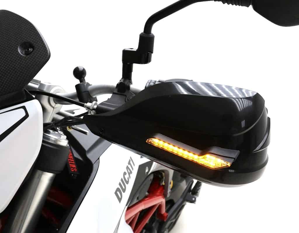 BB.S5.ST.BK-AM Barkbusters Storm Handguard complete kit with amber turn signals Ducati Hypermotard '16-18 - Black