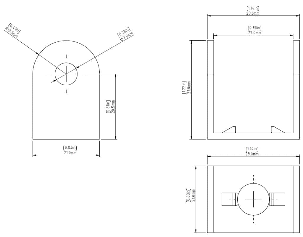 TT-D1.P-SHM8 DENALI GEN ID2 Light Mount: hinge bracket with M8 mounting bolt, single