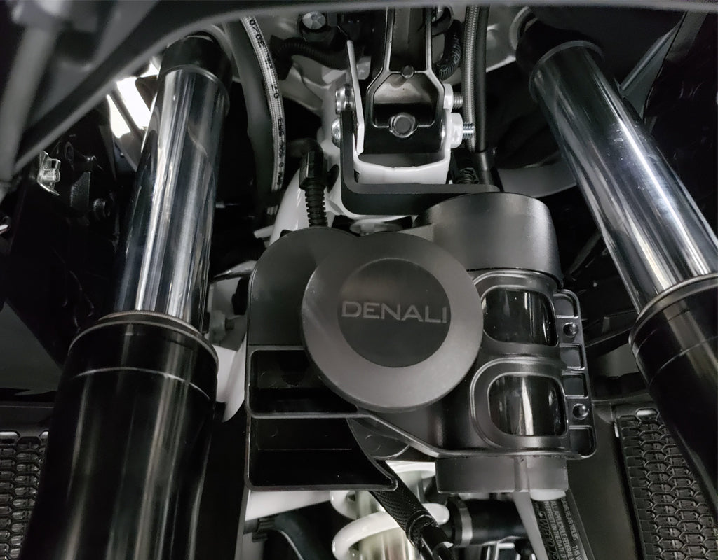 HMT.07.10700 DENALI Compact Horn Mounting Bracket M8 for BMW R1200GS '13, R1200GSA '14- & R1250GS '19- with M8 fairing stay bolts.