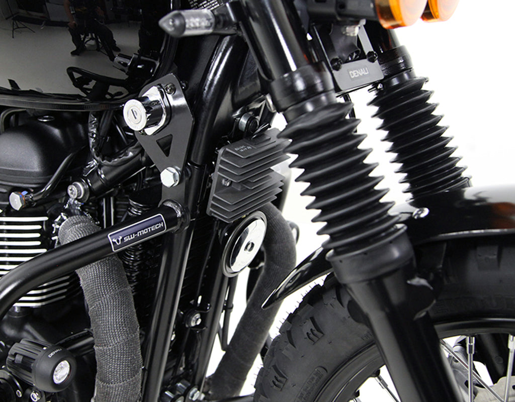 HMT.11.10400 Denali Rectifier & Horn Relocation Bracket, Triumph Bonneville, Thruxton, & Scrambler '04- rev00