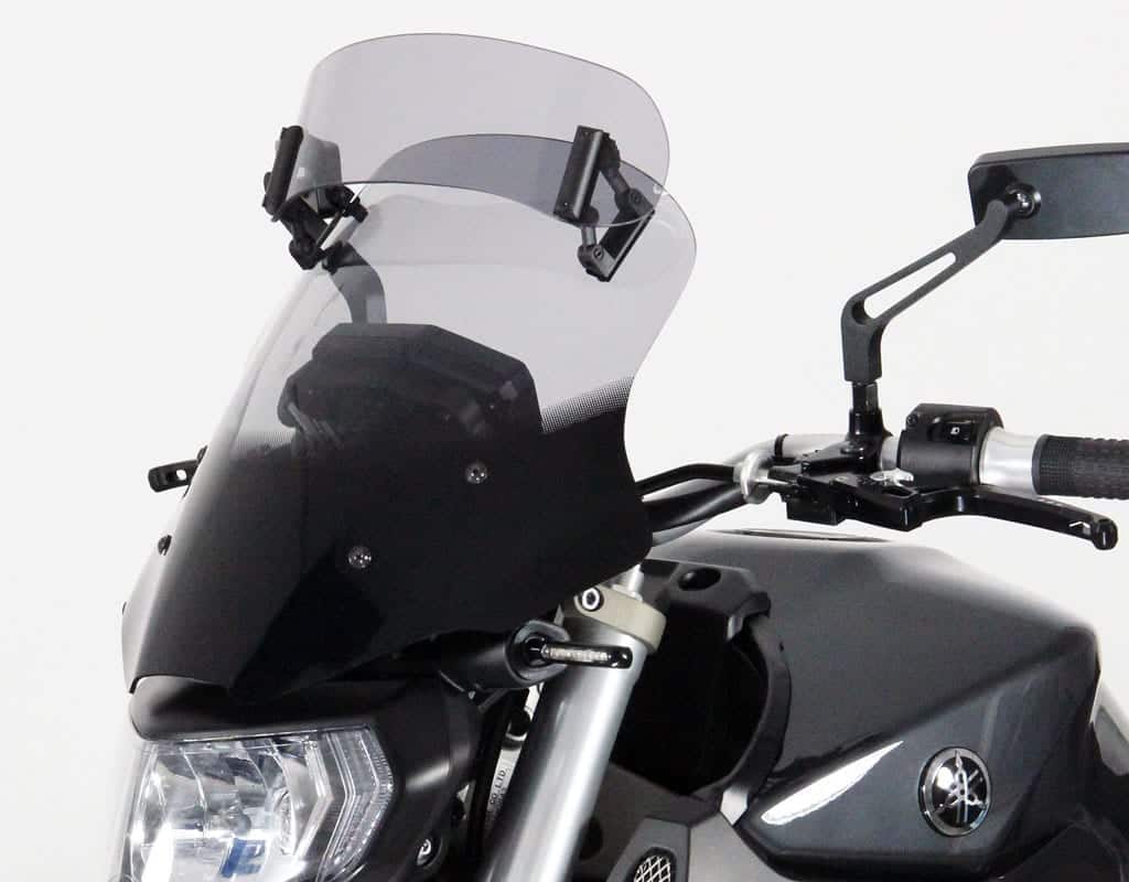 MRA.06.066.VT.1 MRA VarioTouringScreen Windshield with REV 01 mounting hardware Yamaha FZ-09 '13-. smoke grey