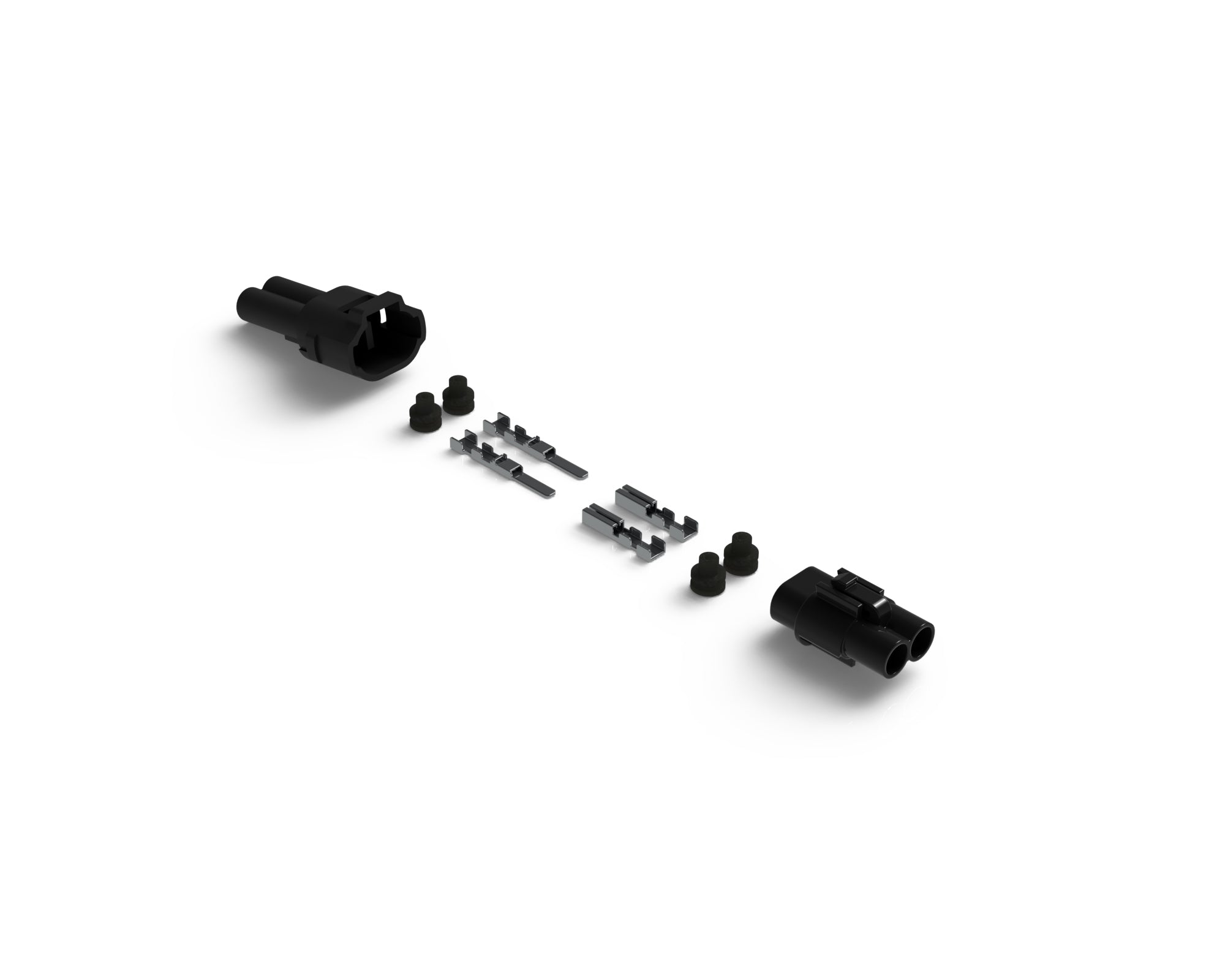 DNL.CTR.MT02 DENALI MT Series 2-Pin Waterproof Connector Set, Male & Female Connectors with Terminals & Seals