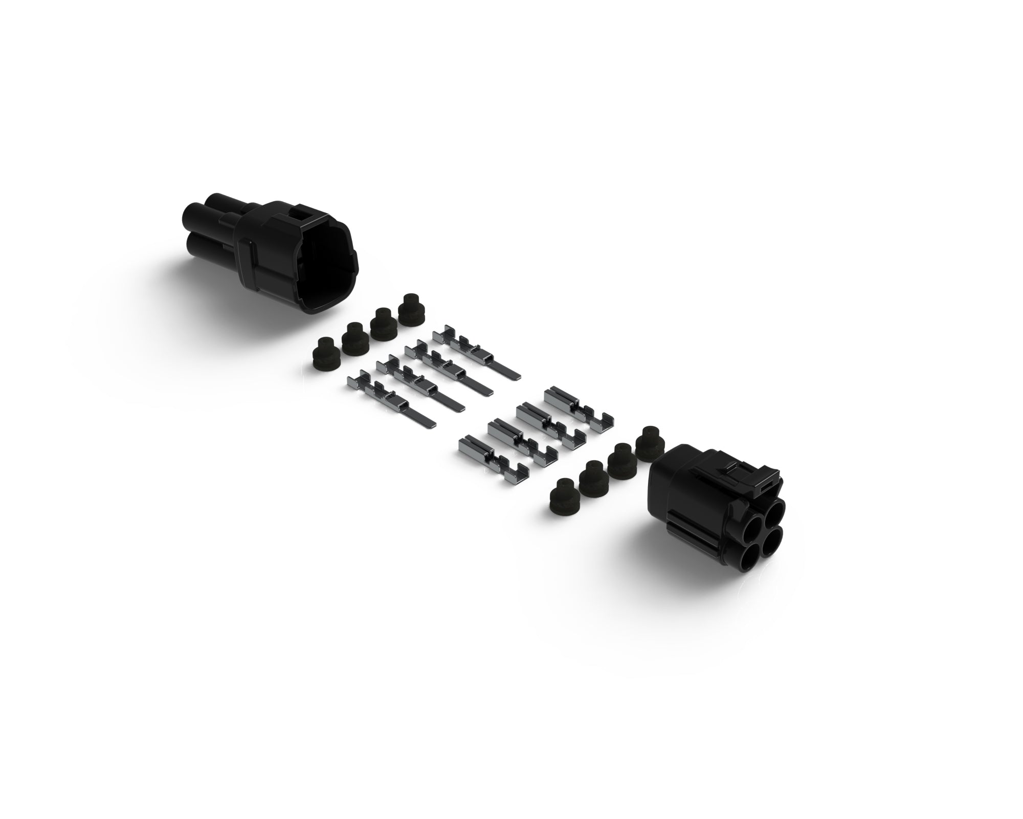 DNL.CTR.MT04 DENALI MT Series 4-Pin Waterproof Connector Set, Male & Female Connectors with Terminals & Seals