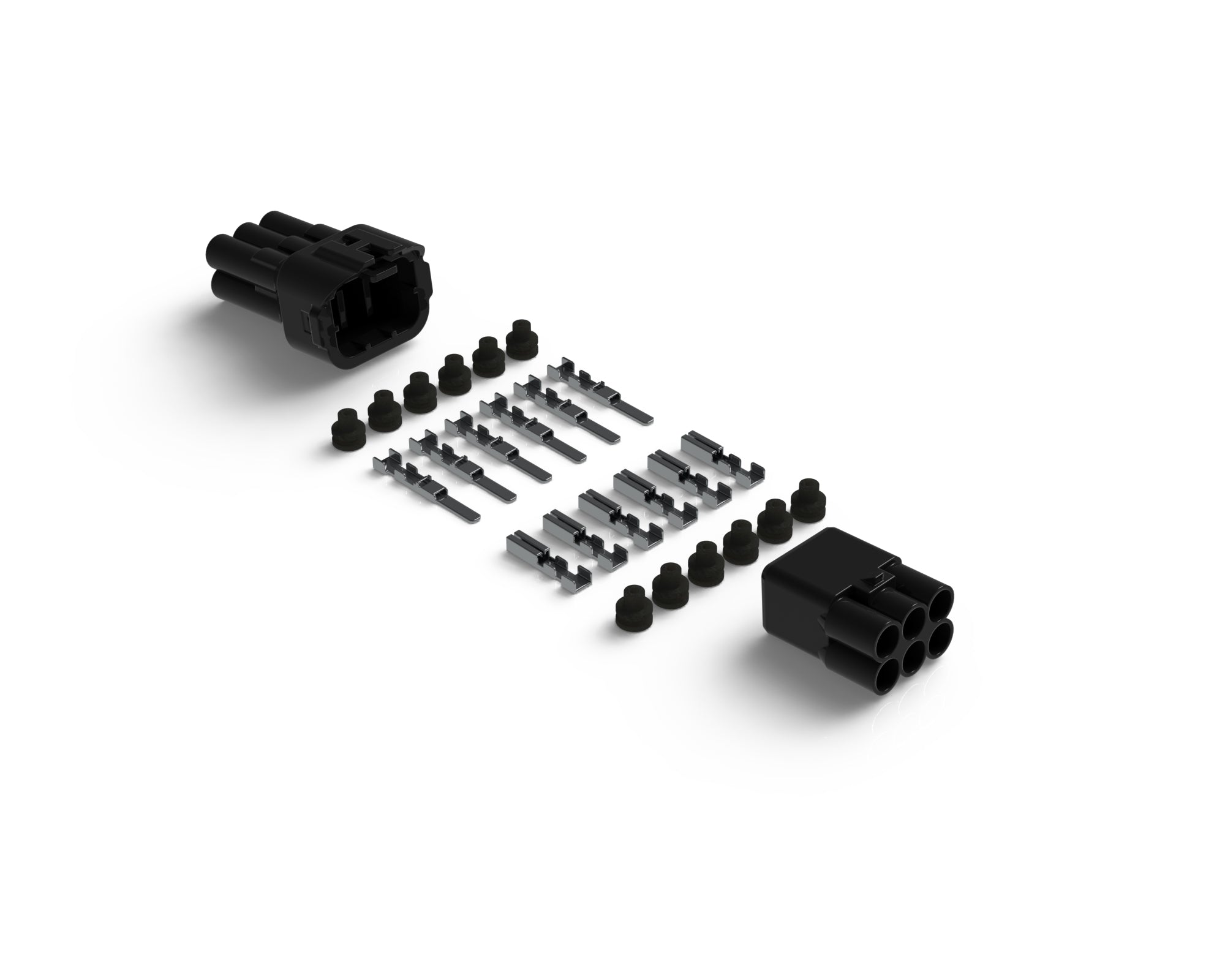 DNL.CTR.MT06 DENALI MT Series 6-Pin Waterproof Connector Set, Male & Female Connectors with Terminals & Seals