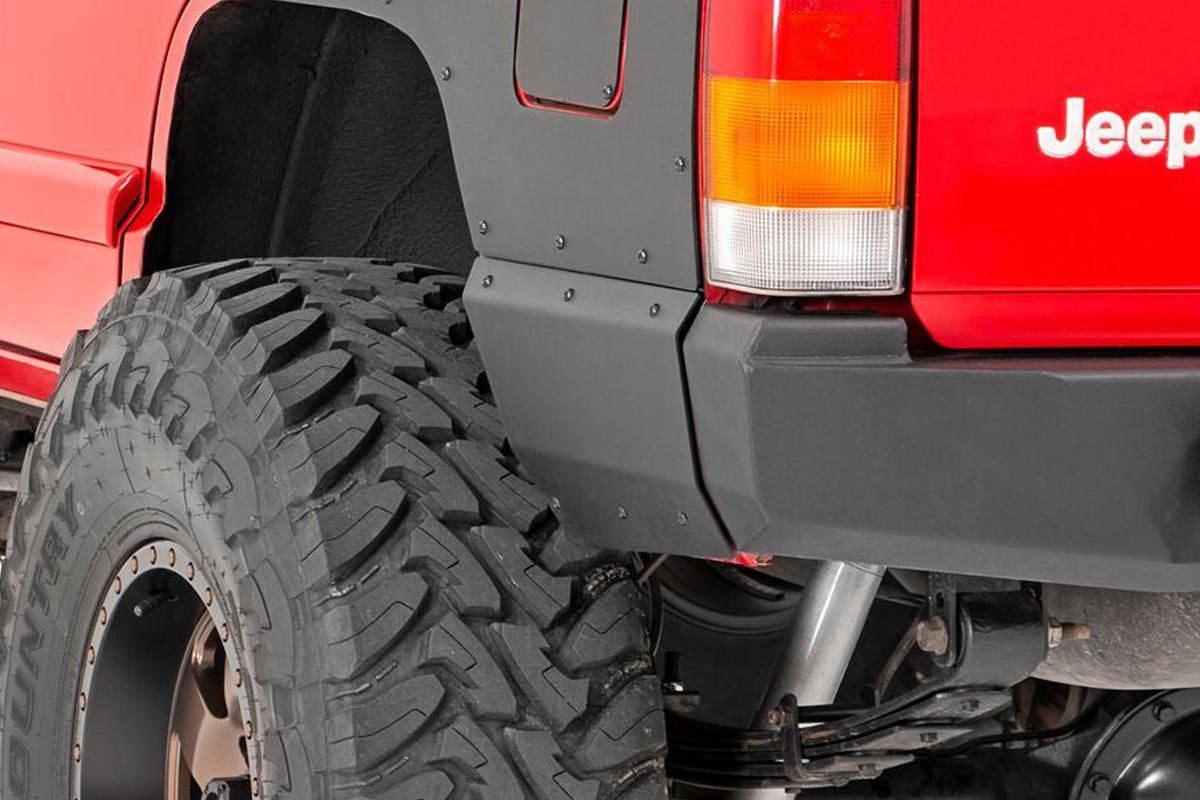 Rough Country | Fender Flares | Jeep Rear Lower Quarter Panel Armor for Trimmed Fender Flares 84-96 Cherokee XJ Rough Country | 10573