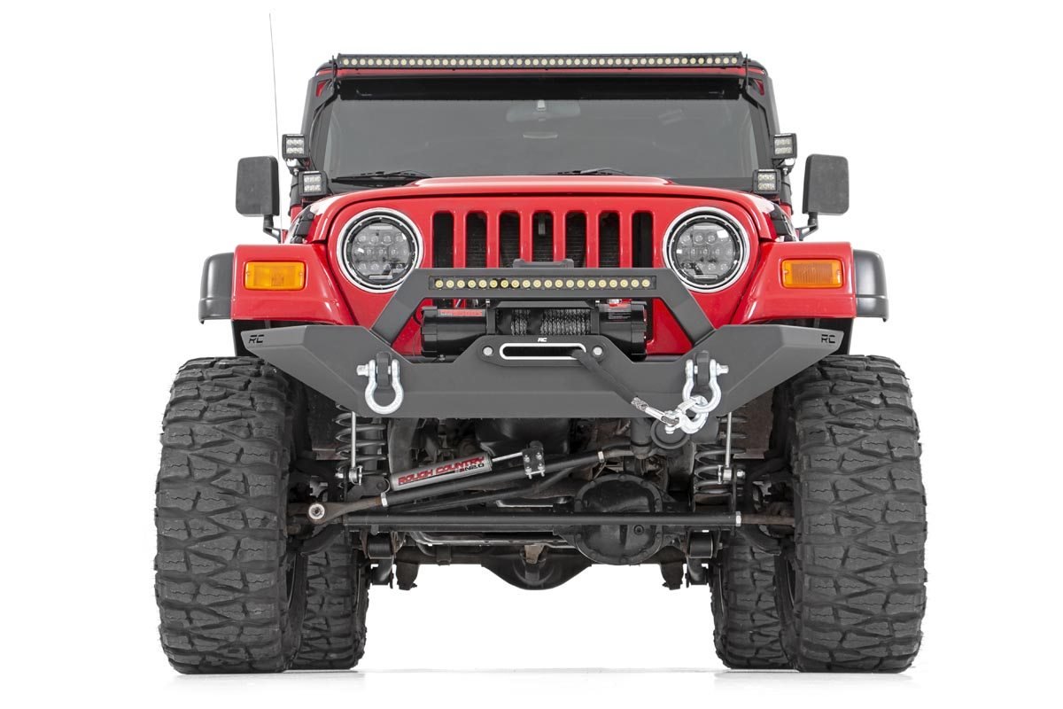 Rough Country | Front Bumpers | Jeep Full Width Front LED Winch Bumper 87-06 Wrangler YJ/TJ Rough Country | 10595