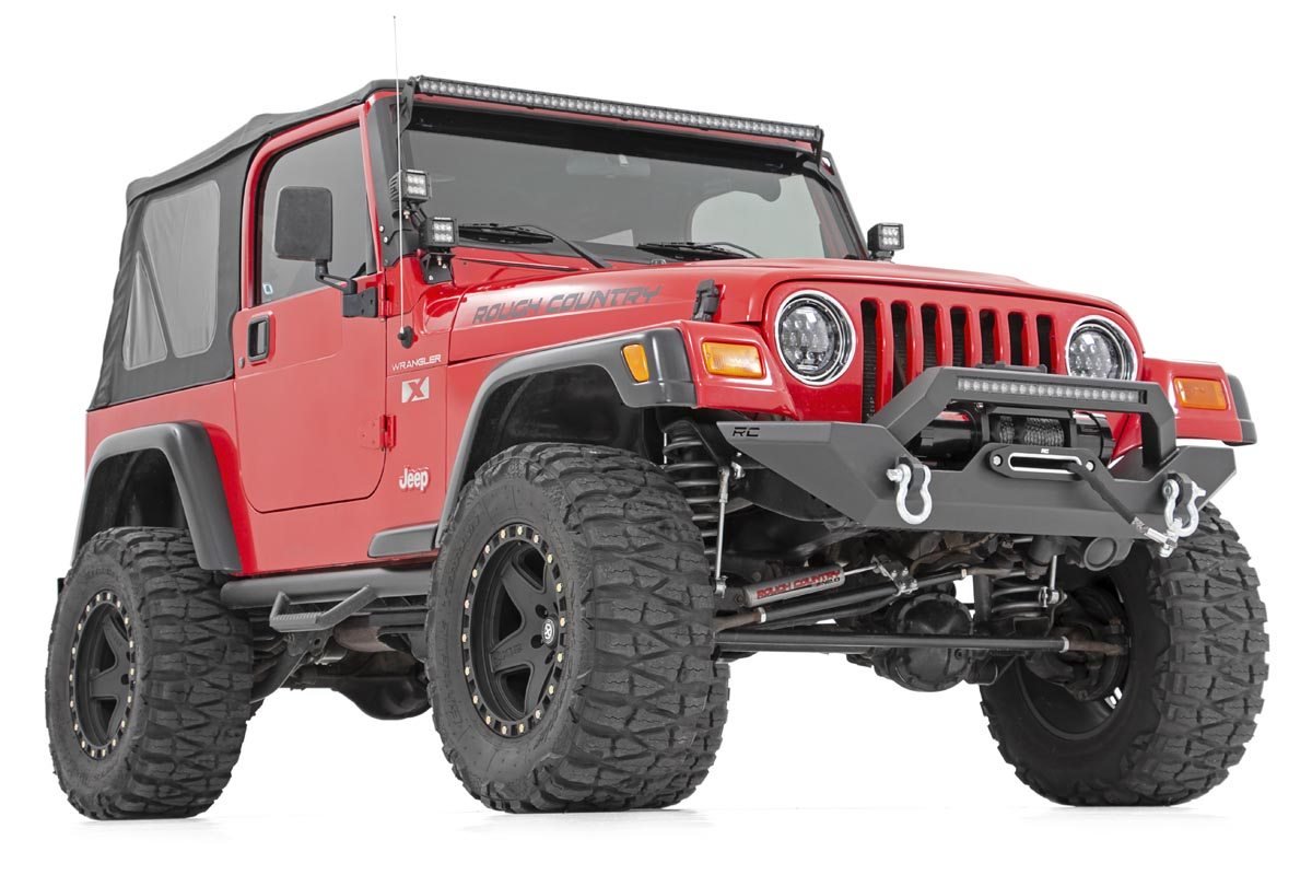 Rough Country | Front Bumpers | Jeep Full Width Front LED Winch Bumper 87-06 Wrangler YJ/TJ Rough Country | 10595
