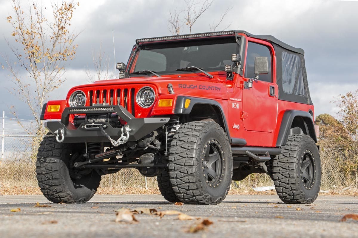 Rough Country | Front Bumpers | Jeep Full Width Front LED Winch Bumper 87-06 Wrangler YJ/TJ Rough Country | 10595