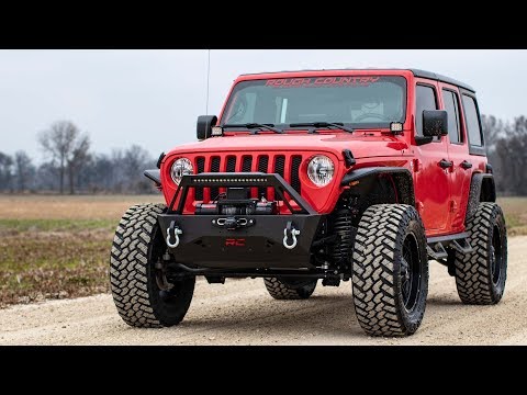Rough Country | Front Bumpers | Jeep Stubby Front Trail Bumper 18-20 Wrangler JL and 20-Present Gladiator JT Rough Country | 10597A