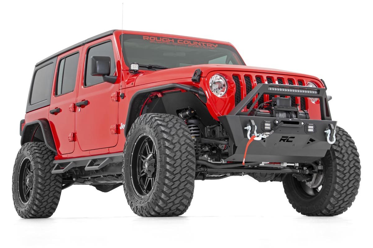 Rough Country | Front Bumpers | Jeep Stubby Front Trail Bumper 18-20 Wrangler JL and 20-Present Gladiator JT Rough Country | 10597A