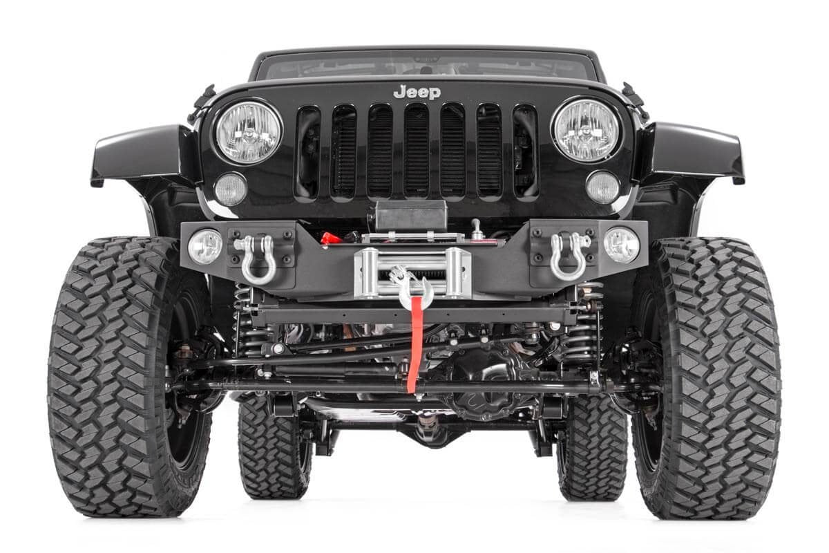 Rough Country | Front Winch Bumpers | Jeep Hybrid Stubby Winch Bumper w/Fog Mounts 07-18 Wrangler JK Rough Country | 1062