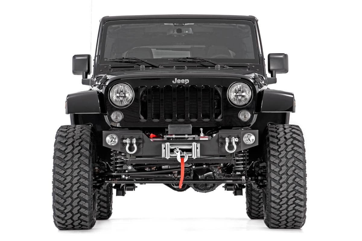 Rough Country | Front Winch Bumpers | Jeep Hybrid Stubby Winch Bumper w/Fog Mounts 07-18 Wrangler JK Rough Country | 1062
