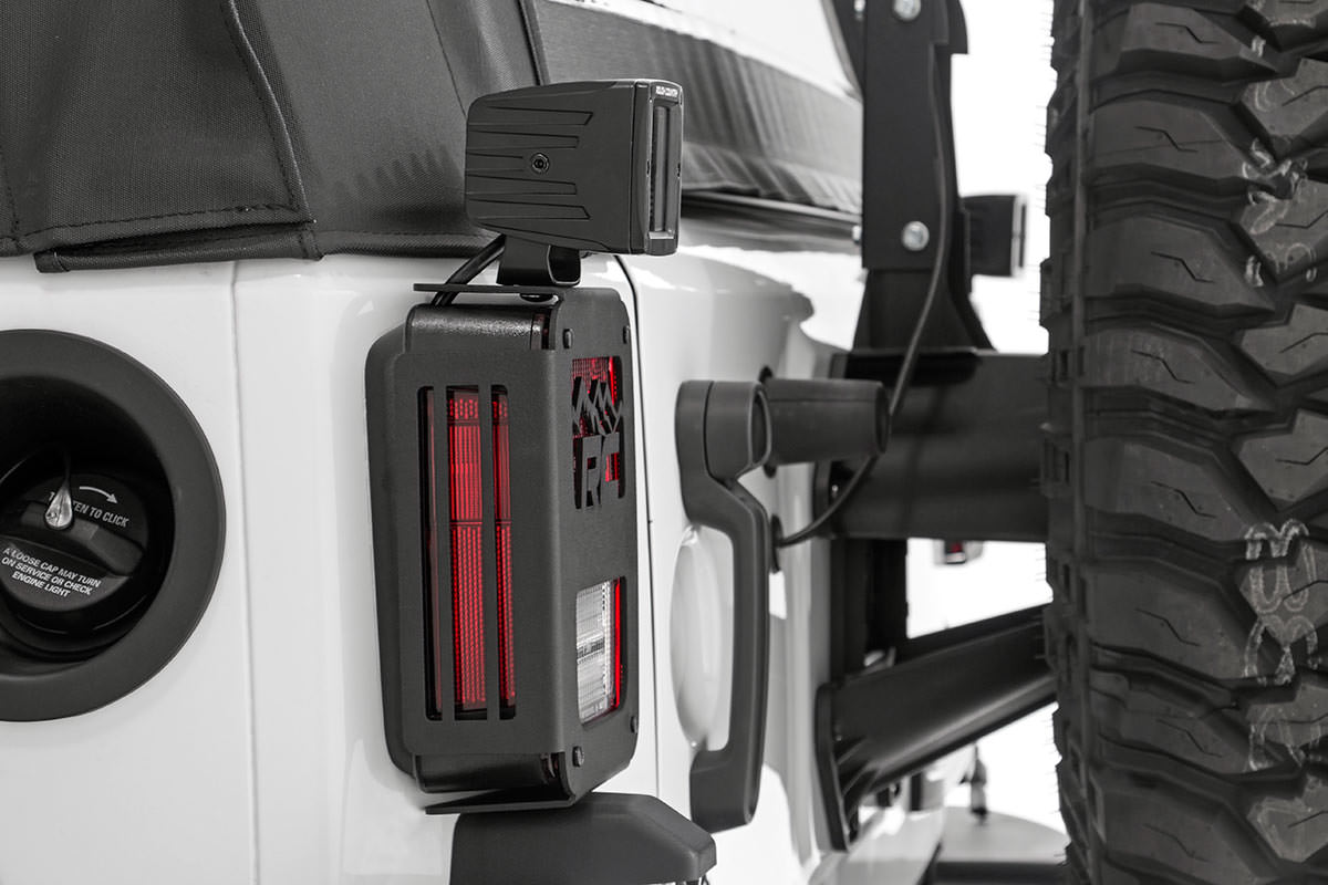 Rough Country | Tail Light Cover | Jeep Tail Light Covers Mountains 07-18 Wrangler JK Rough Country | 1078